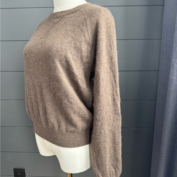 Quince 100% Mongolian Cashmere Soft Brown Crew Neck Sweater size Large - Picture 2 of 9